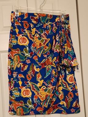 Vintage Hairston Roberson Floral Bird Hook And Eye Wrap Skirt